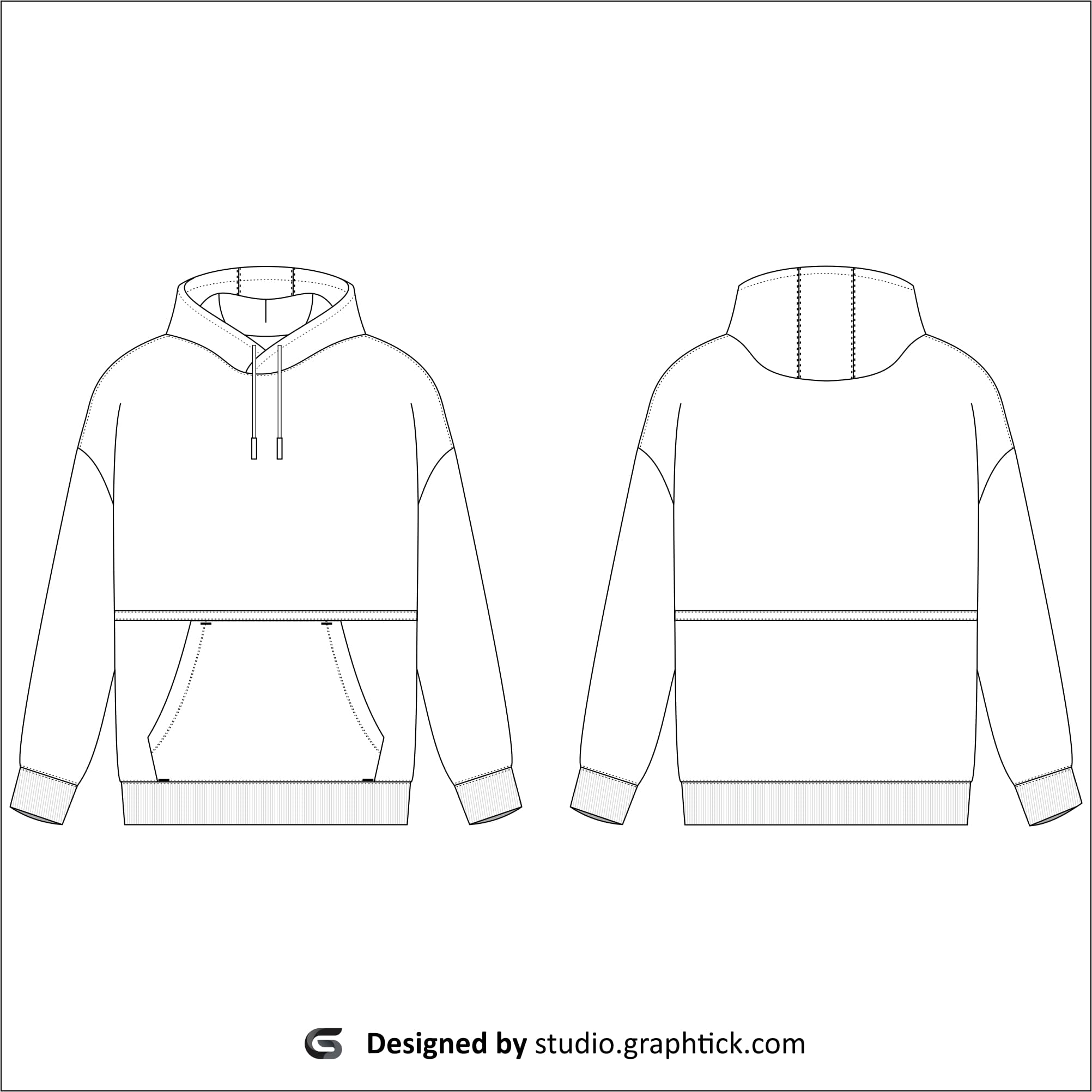 Pullover Hoodie vector template - Graphtick-Studio