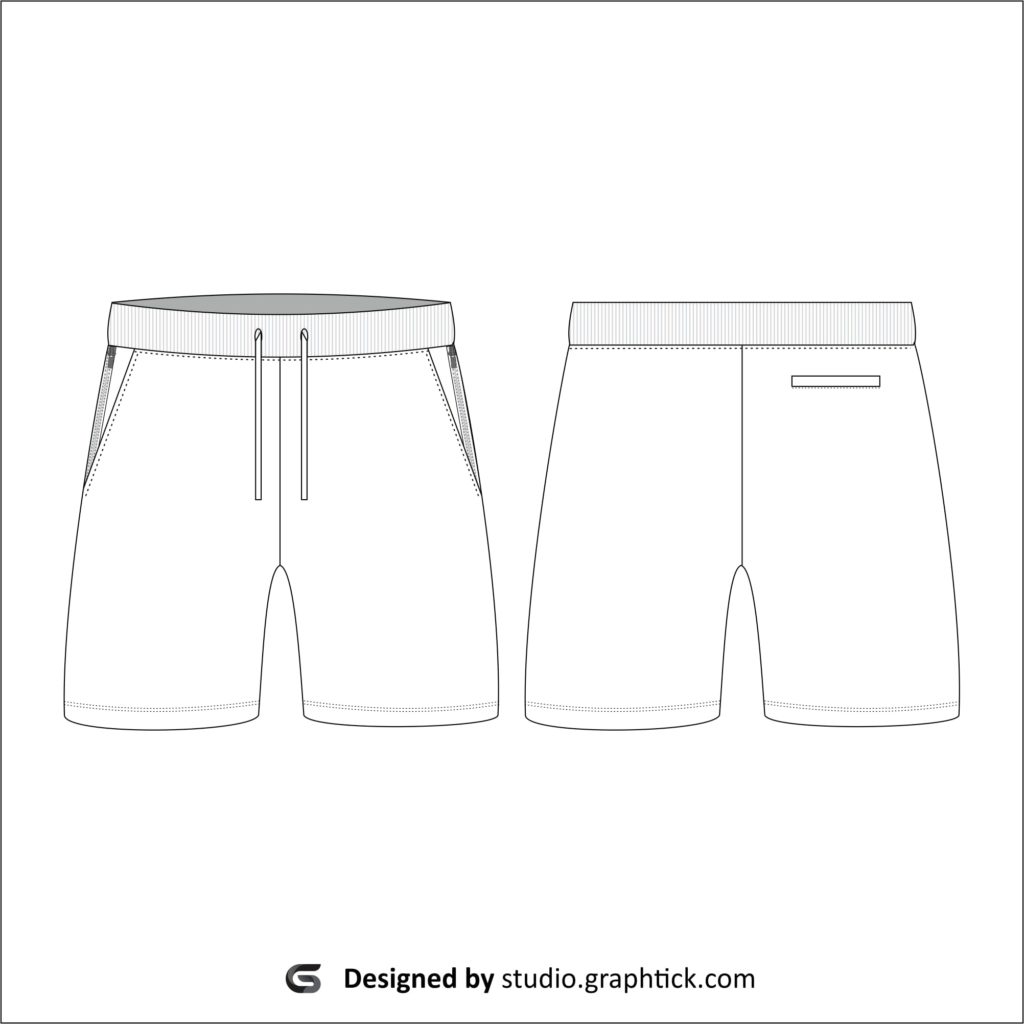 Zipper pocket shorts vector template - Graphtick-Studio