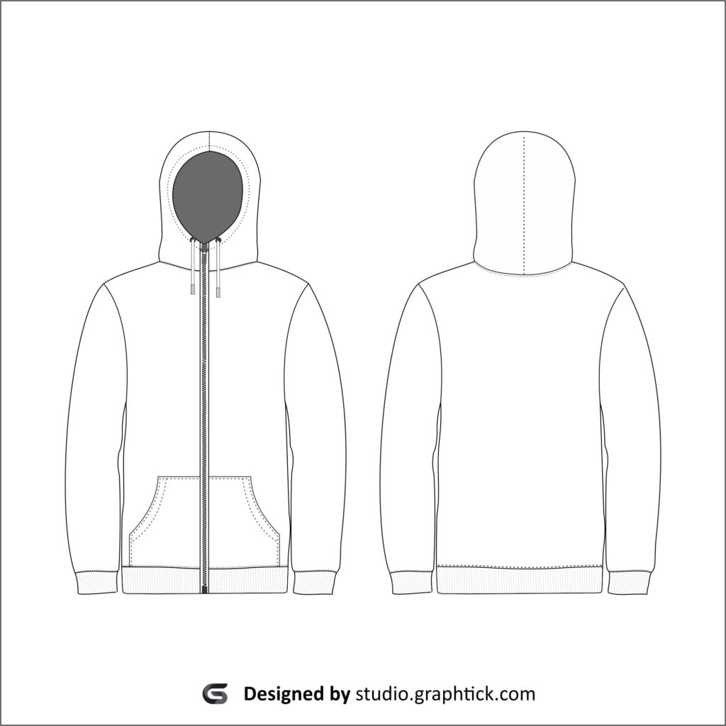 Men’s zipper hoodie vector template - Graphtick-Studio