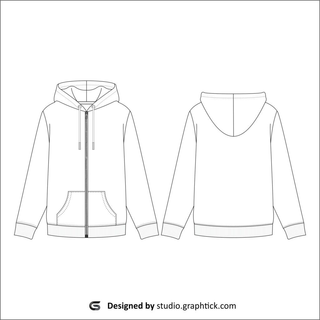 Women’s zipper hoodie vector template - Graphtick-Studio