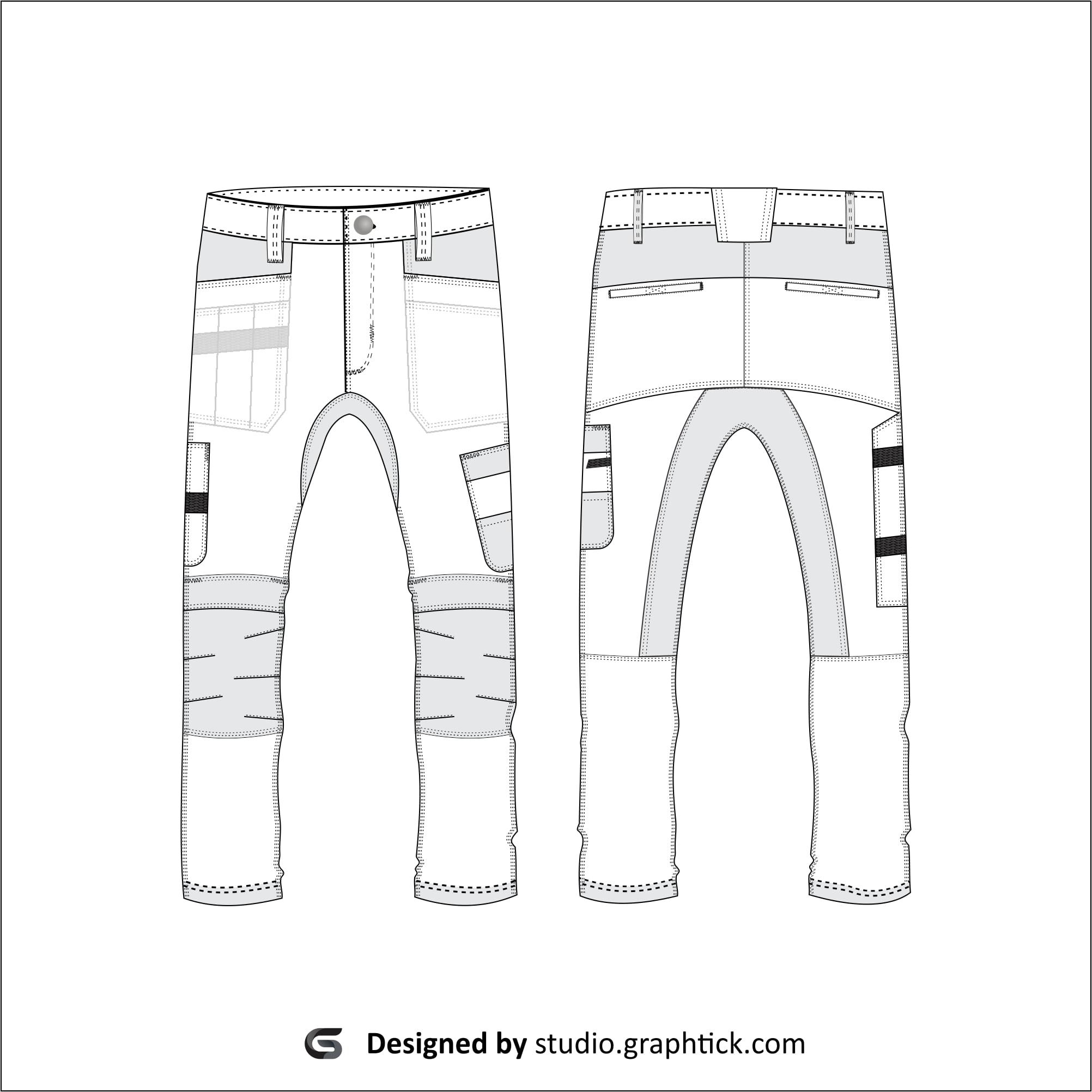 Men’s working trouser vector template - Graphtick-Studio