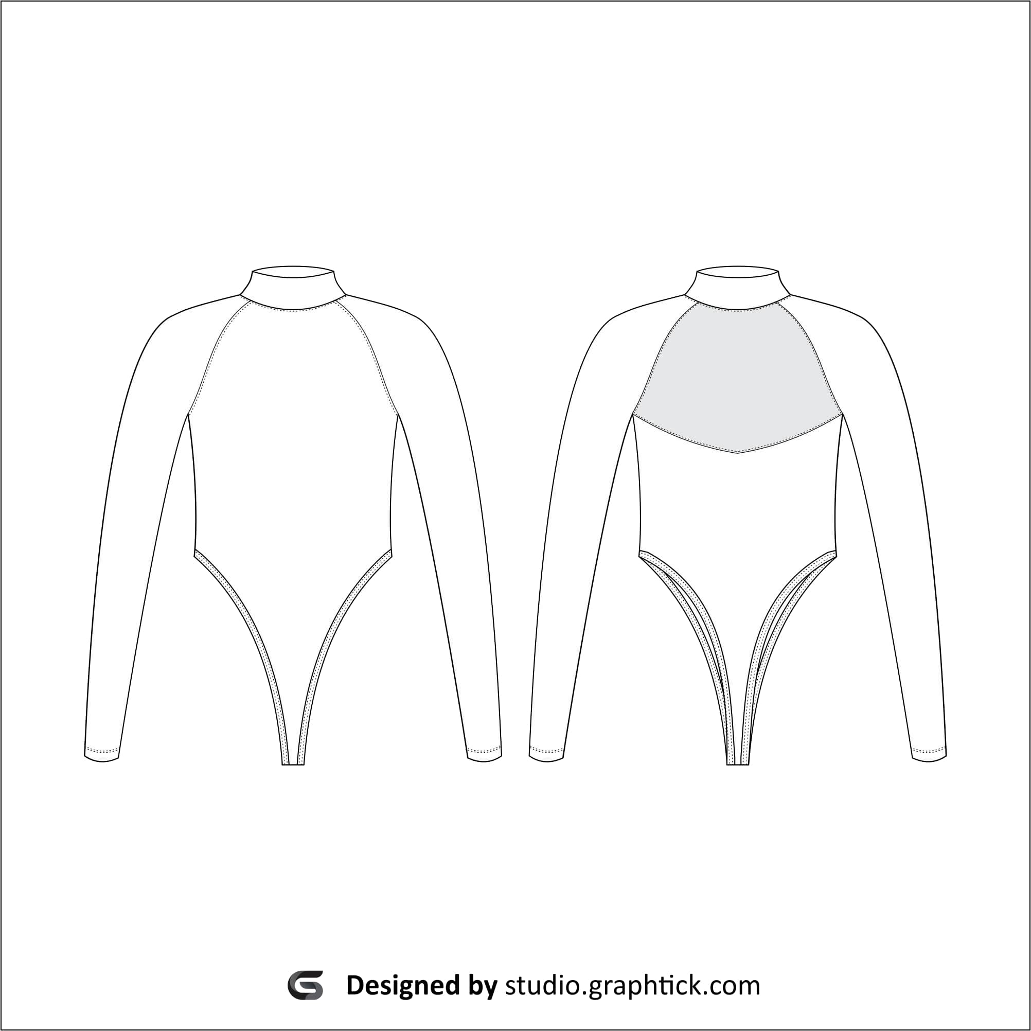 Full sleeve bodysuit vector template - Graphtick-Studio
