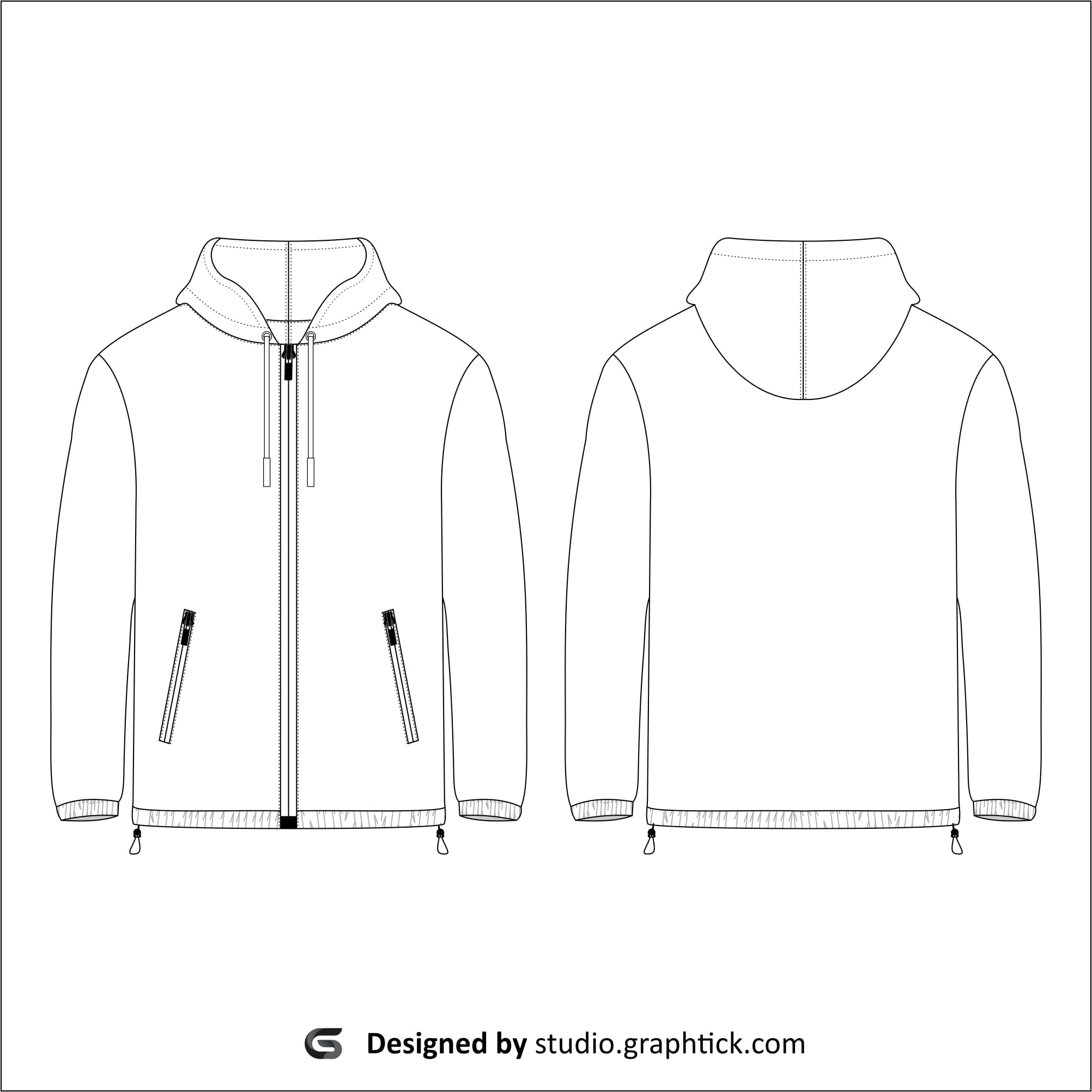 Zipper jacket vector template - Graphtick-Studio