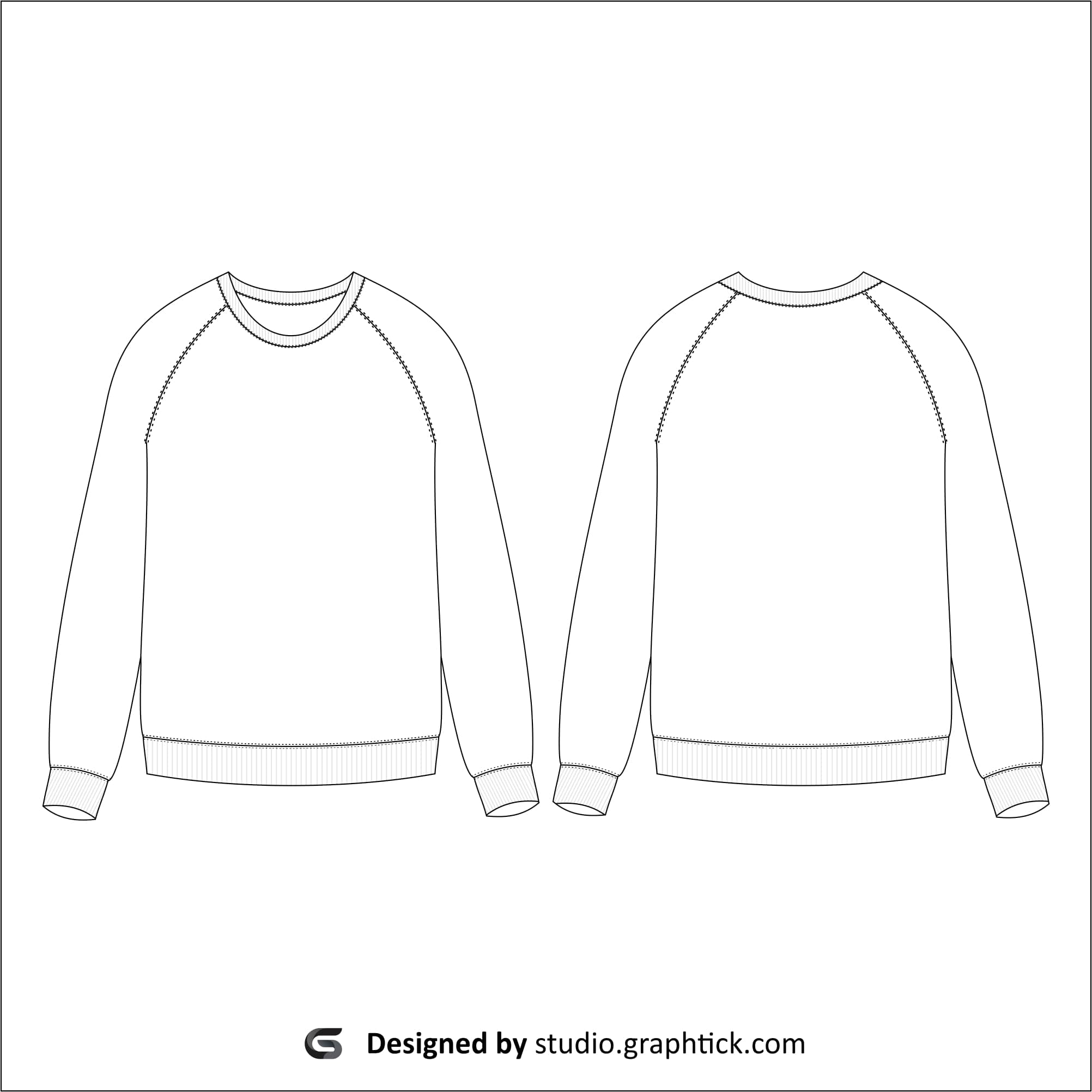 Raglan sleeve sweatshirt vector template - Graphtick-Studio