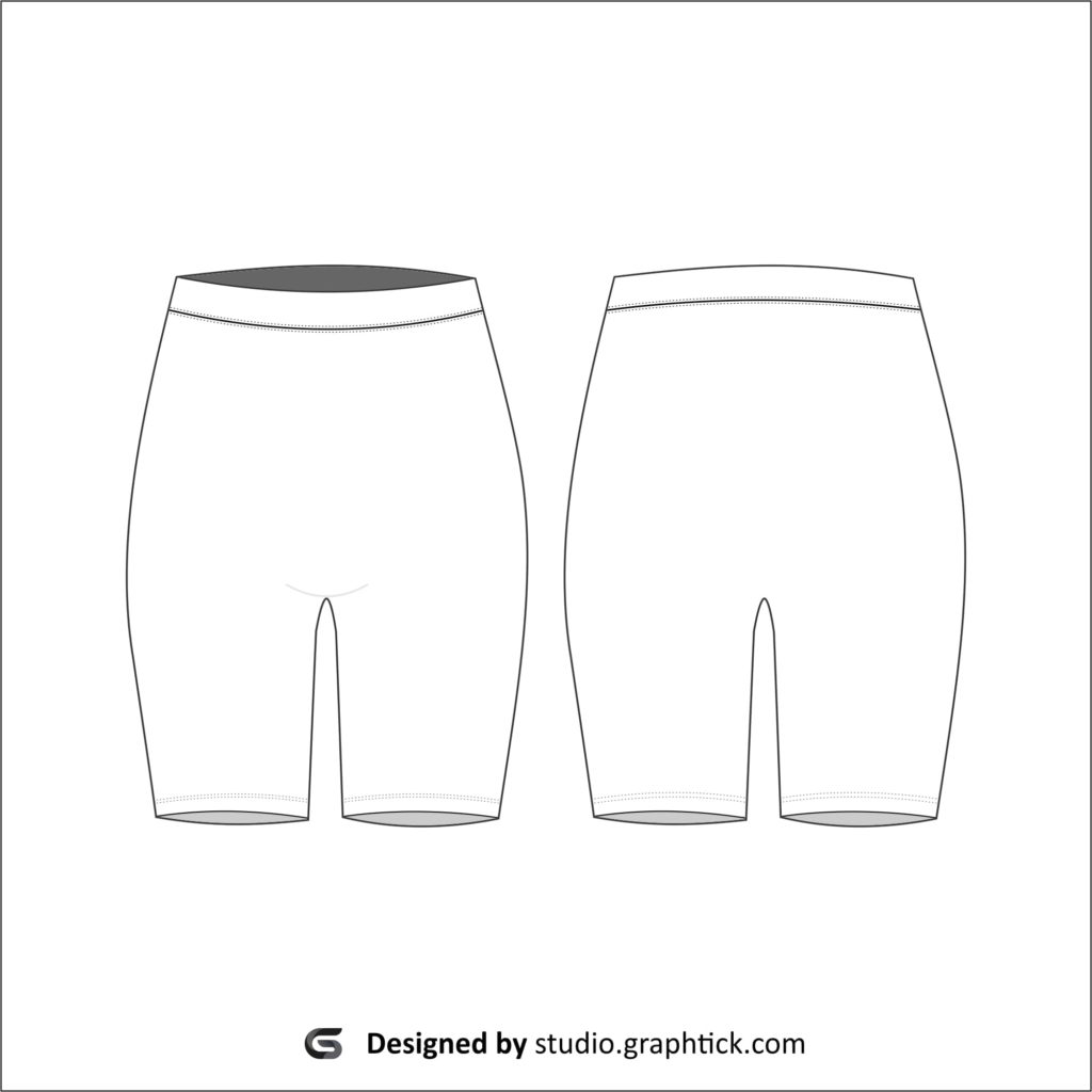 Women’s high-waist biker shorts vector template - Graphtick-Studio