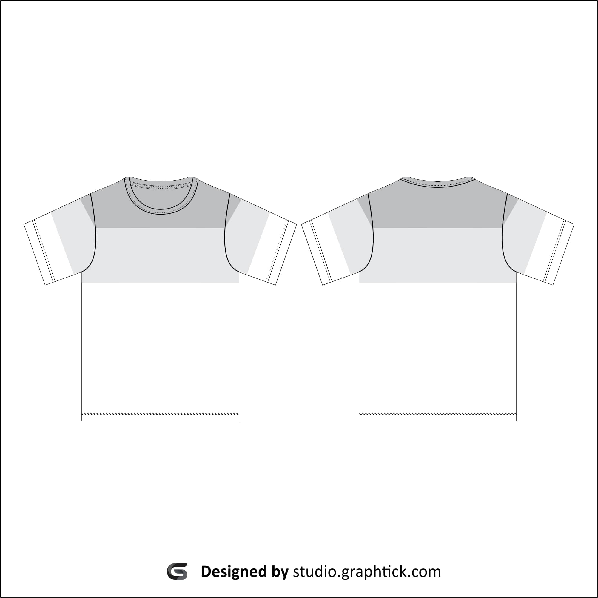 Paneled tee shirt vector template - Graphtick-Studio