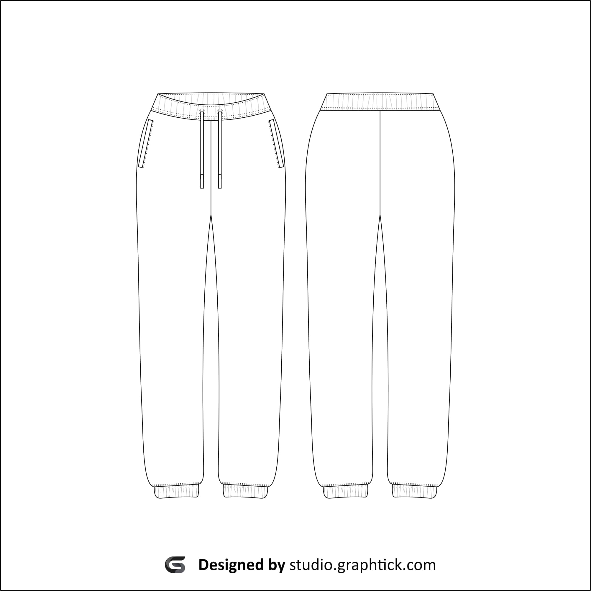 Women’s high waist sweat pant vector template - Graphtick-Studio
