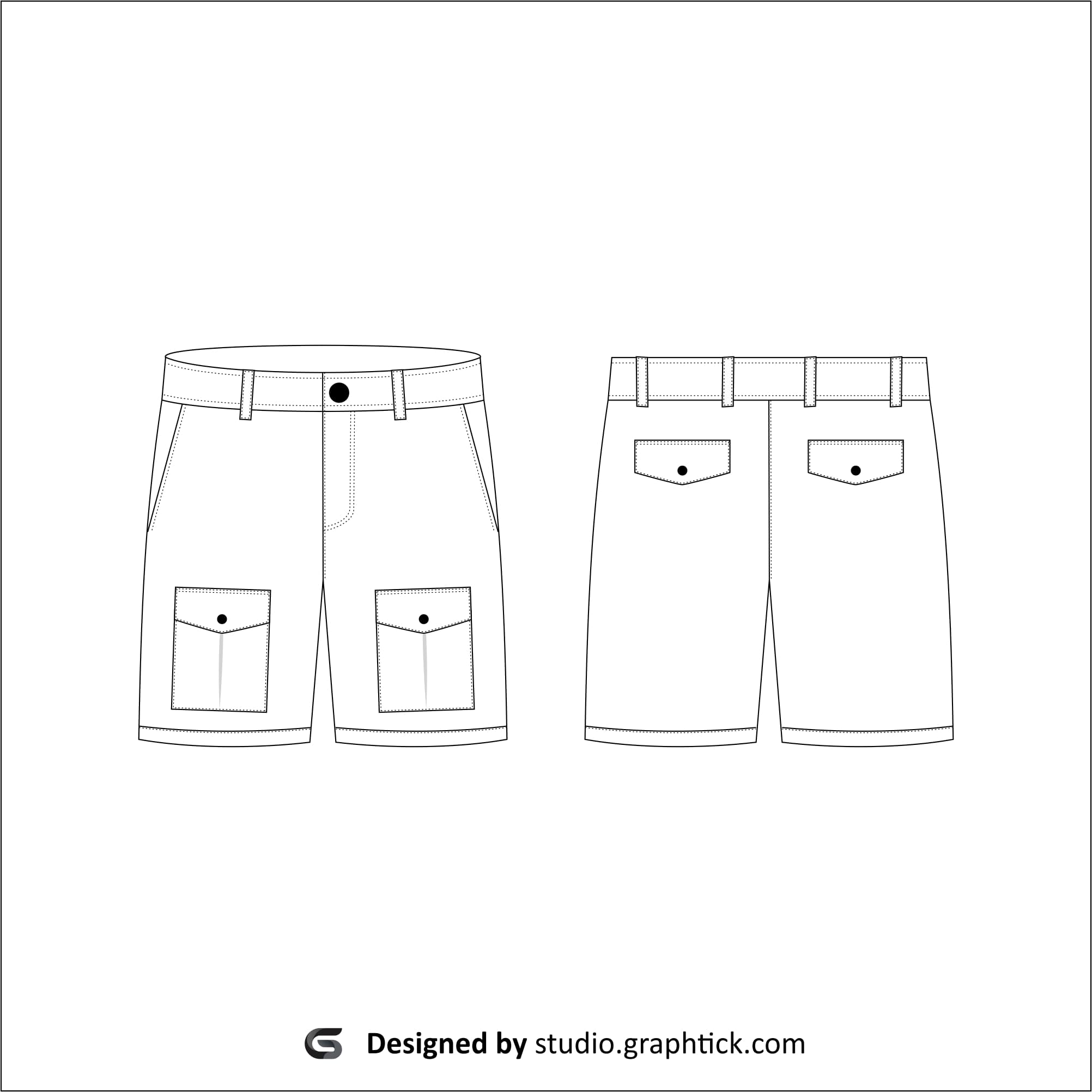 Men’s cargo shorts vector template - Graphtick-Studio