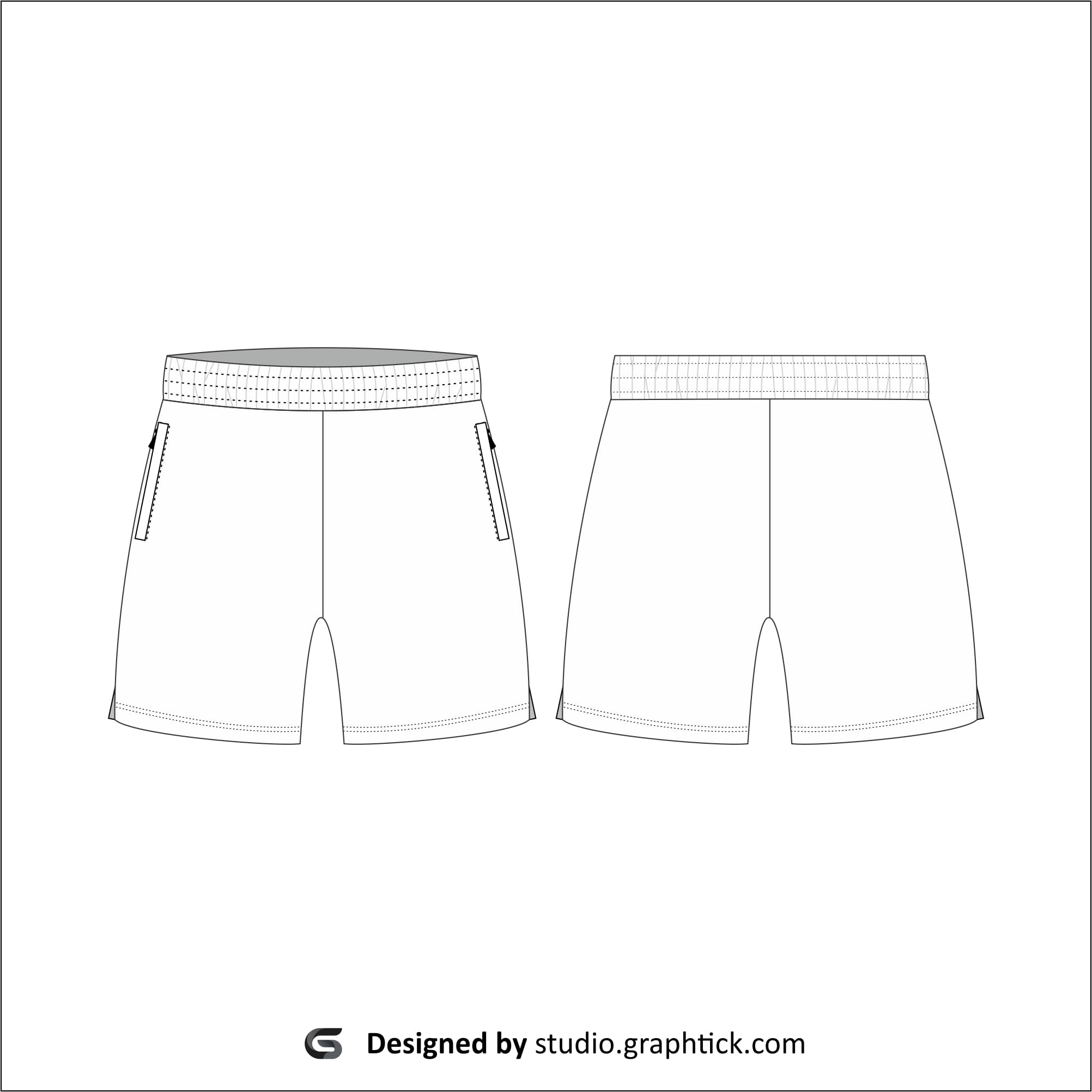 Men’s mesh shorts vector template GraphtickStudio