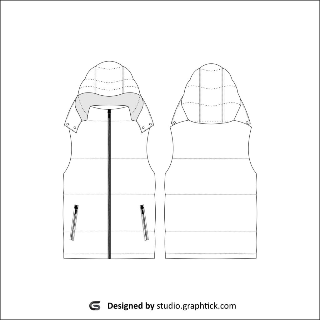 Puffer vest vector template GraphtickStudio