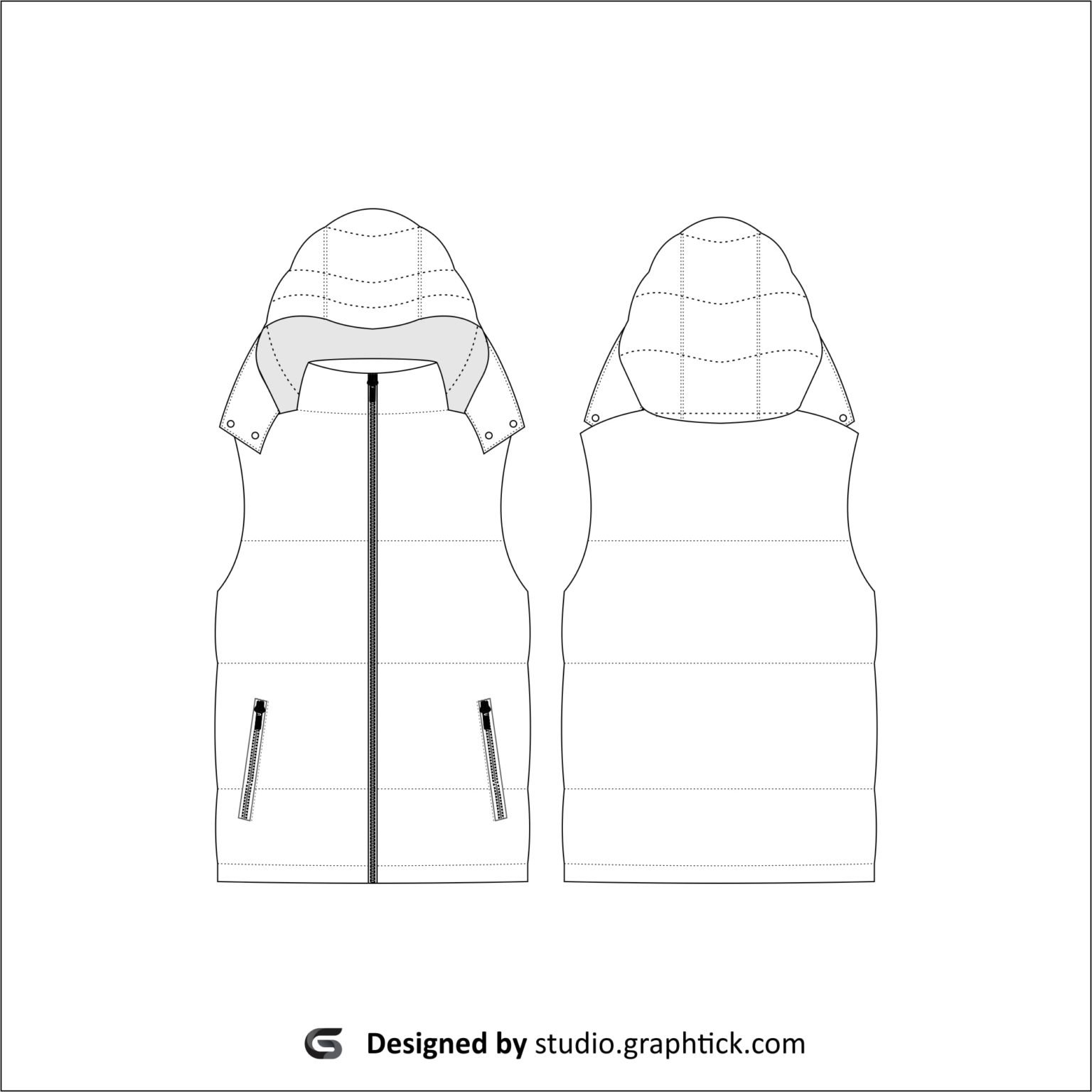 Puffer vest vector template GraphtickStudio