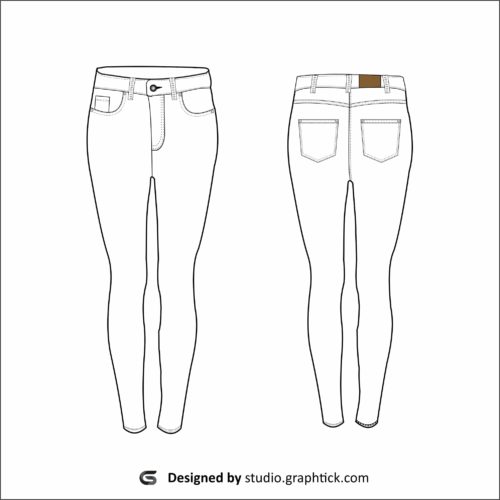 Women’s denim jeans pant vector template - Graphtick-Studio