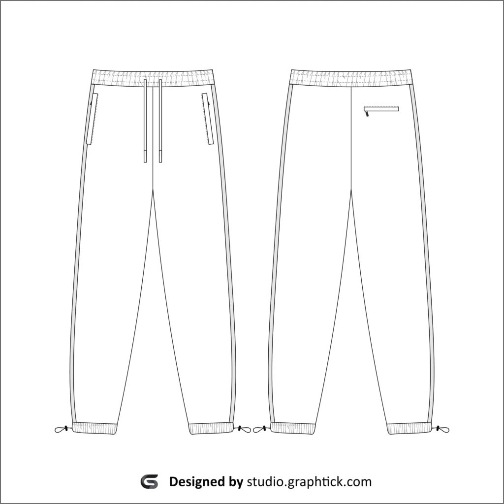 Men’s close bottom sweat pants vector template - Graphtick-Studio