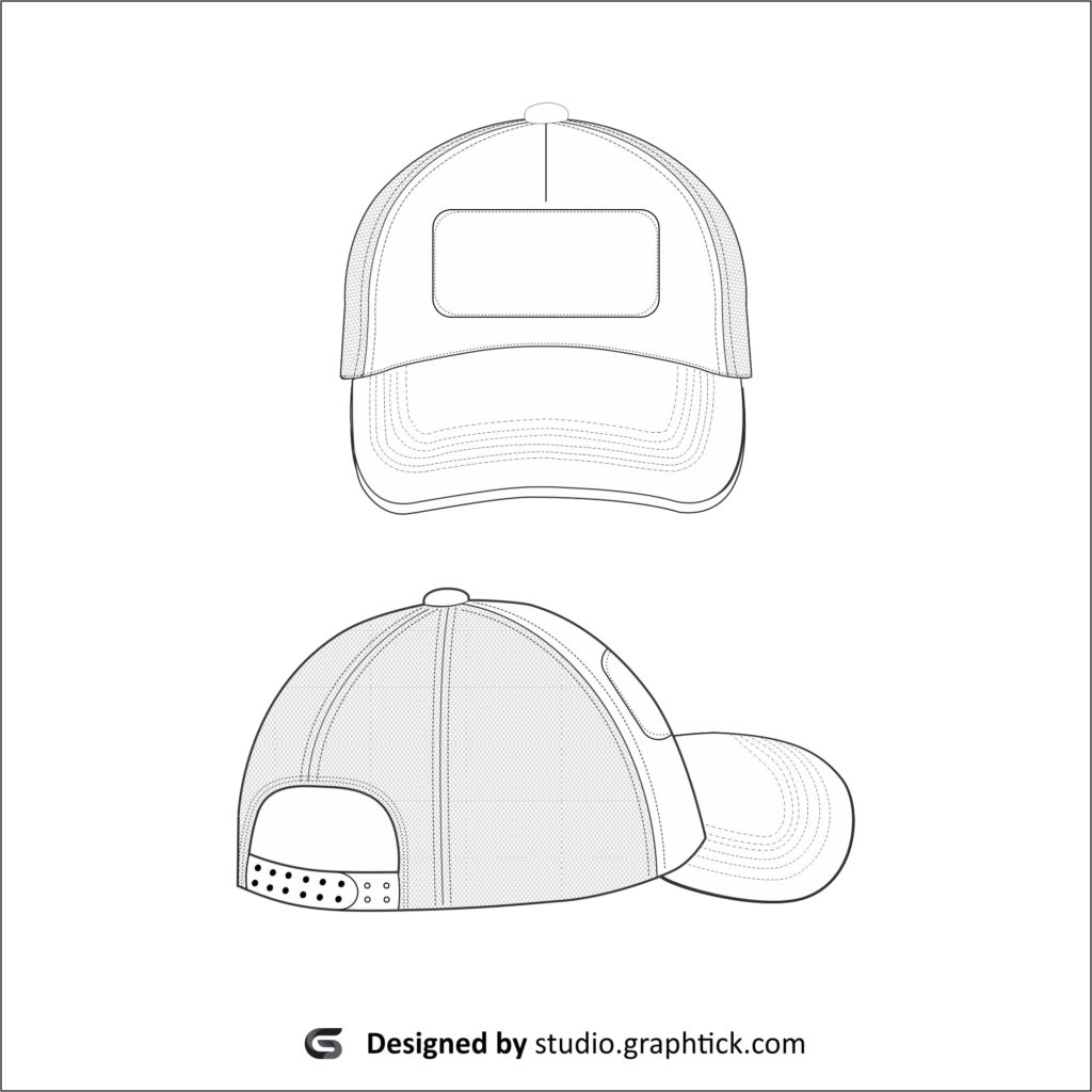 Trucker hat vector template GraphtickStudio