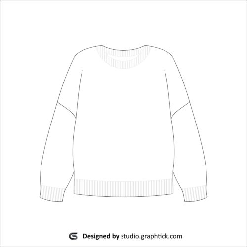 Knitted full sleeve sweater vector template GraphtickStudio
