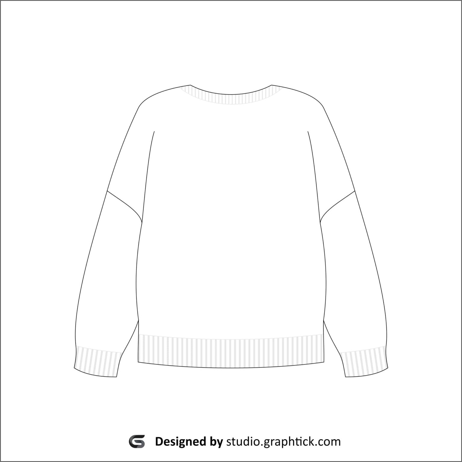Knitted full sleeve sweater vector template GraphtickStudio