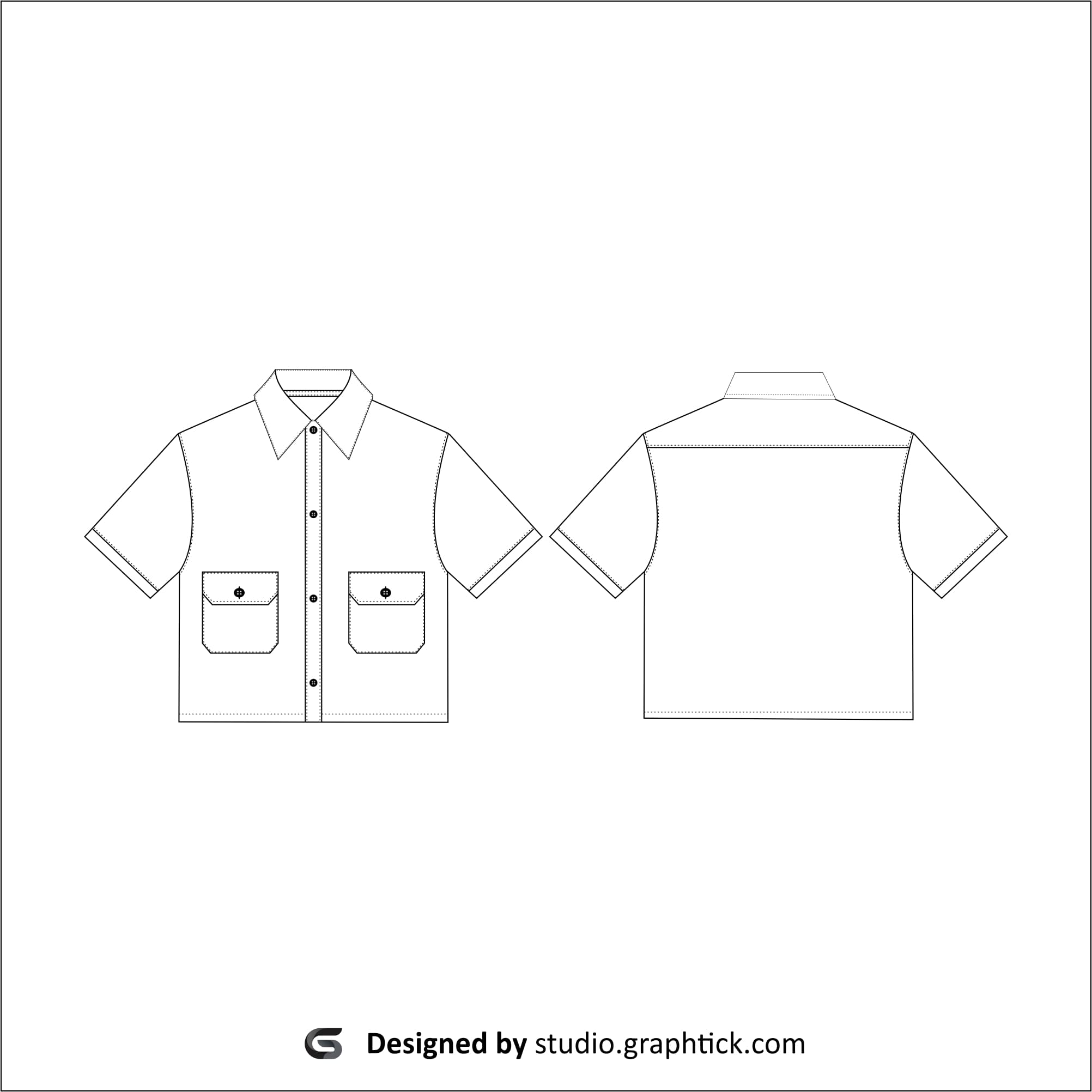 Button down cropped shirt vector template - Graphtick-Studio