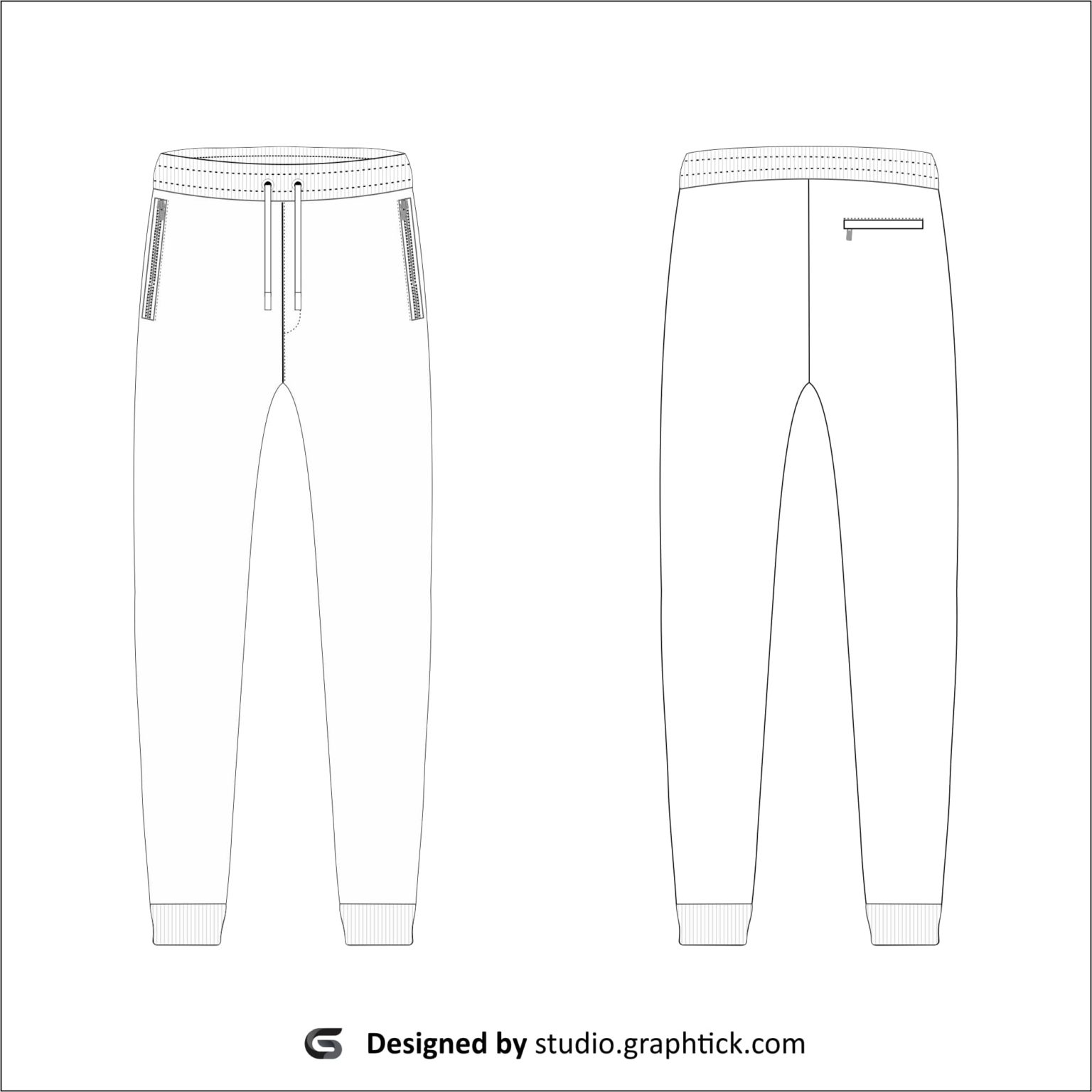 Mens jogger pants vector template - Graphtick-Studio