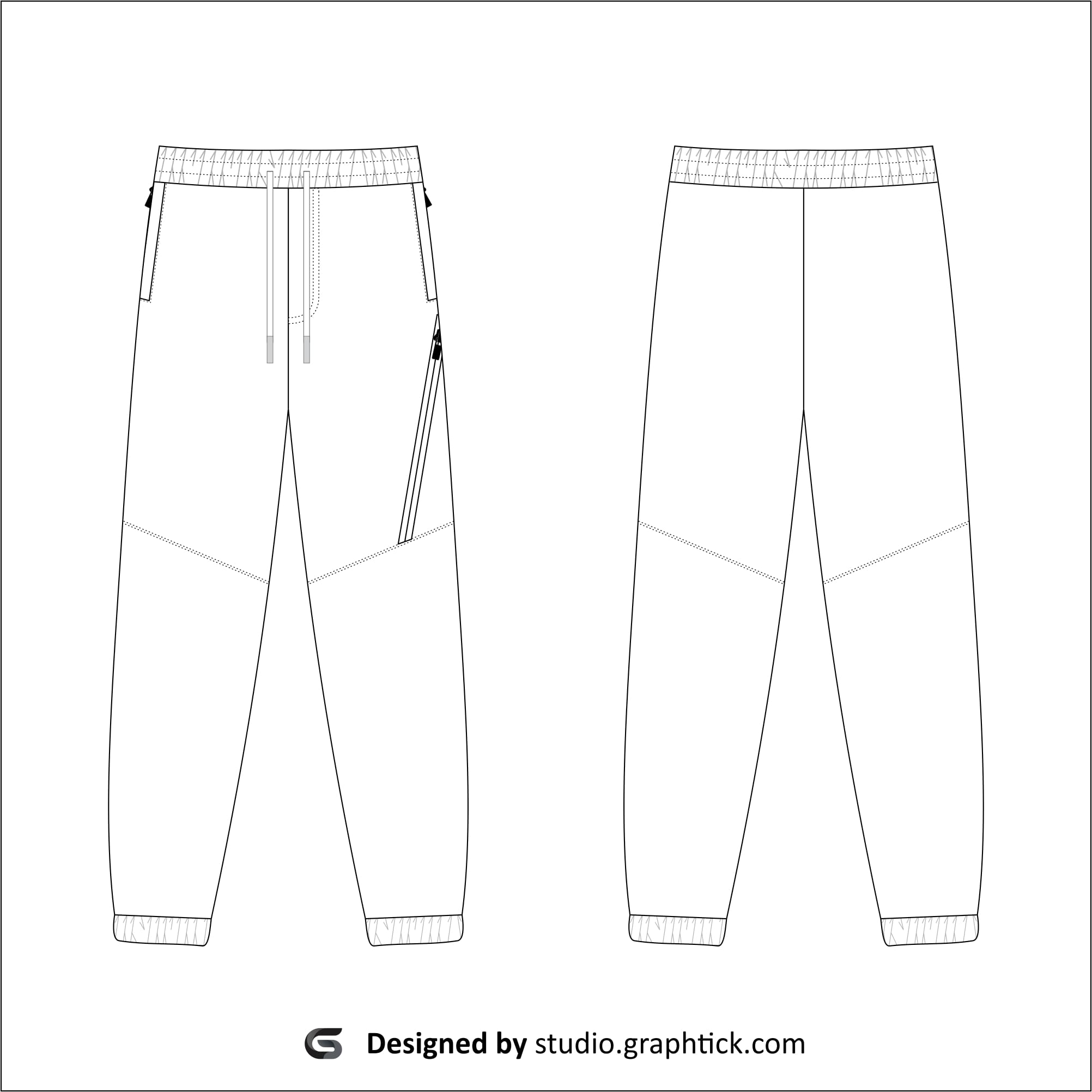 Paneled sweat pants vector template - Graphtick-Studio