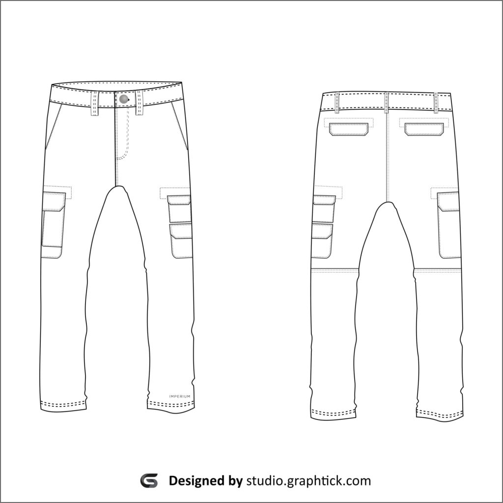 Cargo pants vector template - Graphtick-Studio