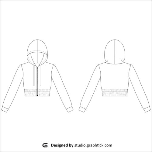 Cropped hoodie vector template - Graphtick-Studio