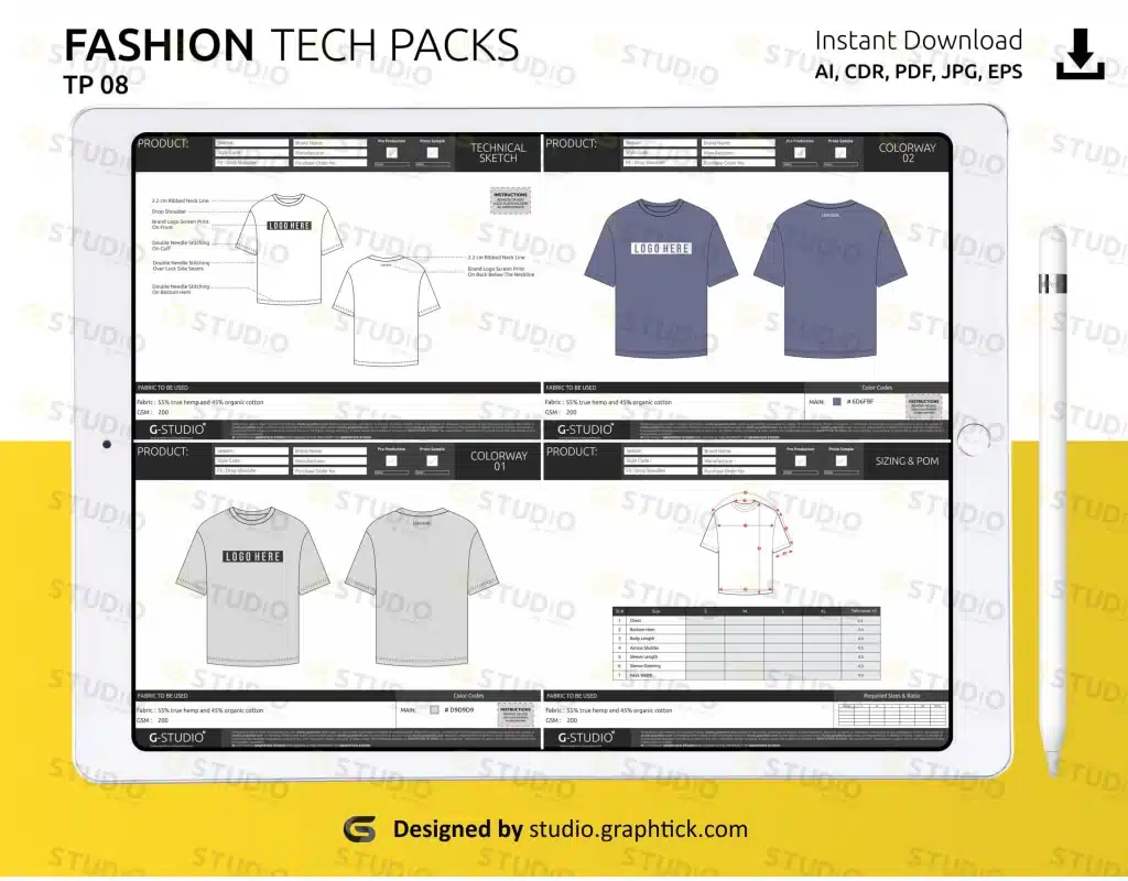 tshirt tech pack