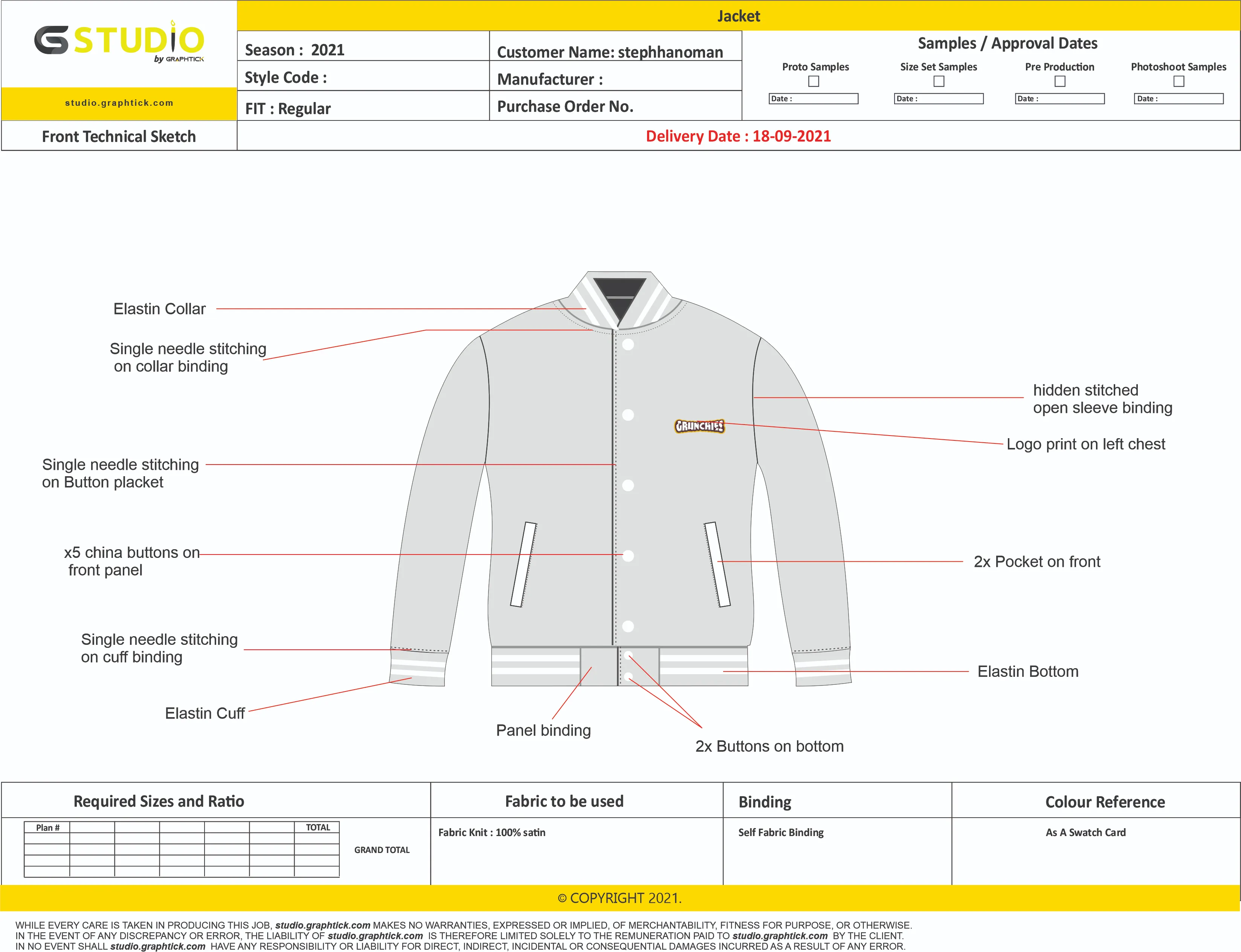 tech pack for garment