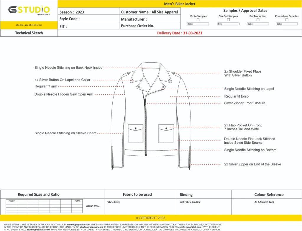 tech pack for garments